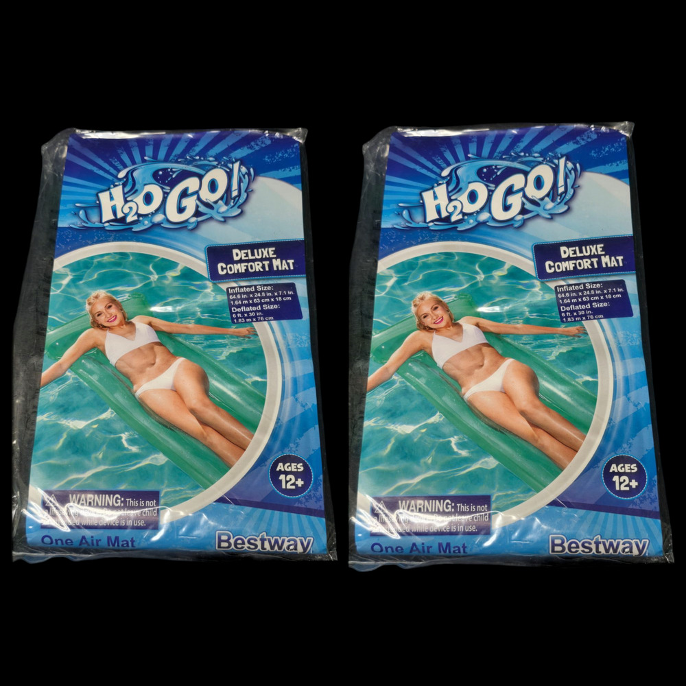 Bestway H2o Go Deluxe Comfort Air Mat Pool Float 64" x 24" x 7.1" Set of 2